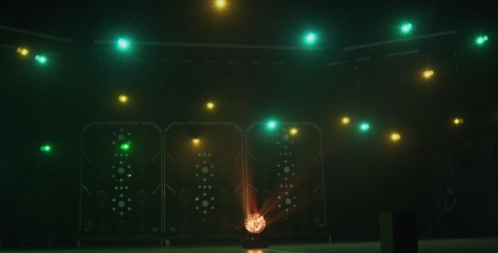 The centerpiece was a choreographed performance of Verity’s Lucie micro drones, equipped with powerful LEDs, flying in sync with Martin’s newest lighting fixture releases, including the MAC Aura Raven XIP