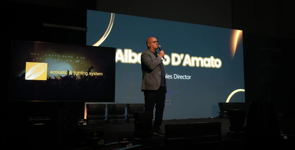 Claypaky Sales Director, Alberico D’Amato addressing the audience
