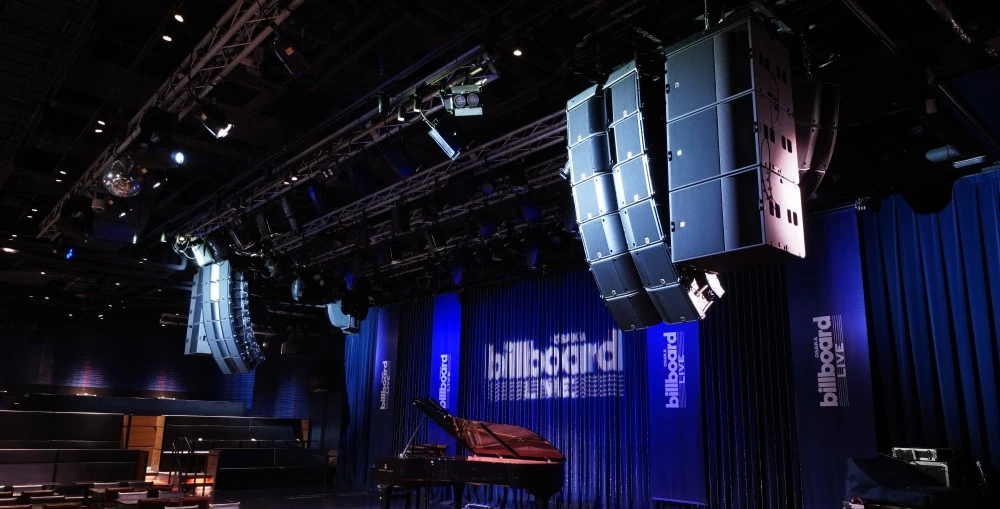 Japan’s Billboard Live Osaka professional sound system features a main left-right hang of six L-Acoustics K3 with three KS21 subwoofers per side, facilitated by Bestec Audio