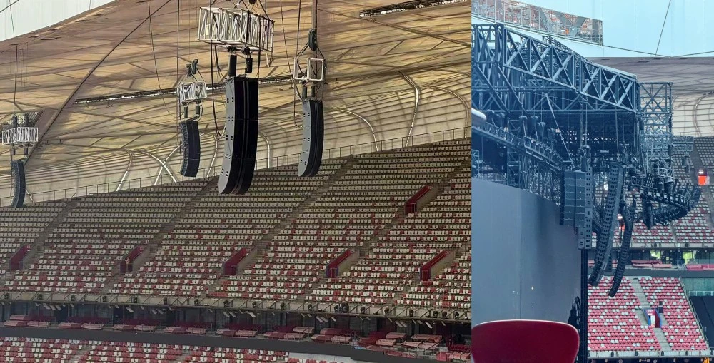 Side-fill consisted of two hangs of eight L-Acoustics K2 boxes flown on either side of the stage, while L-Acoustics L2 performed delay duties