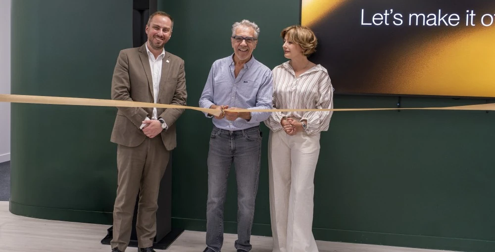 Gérald Yven, Christian Heil, and Anne Hamlet at the grand opening of L-Acoustics' corporate office in Massy, France