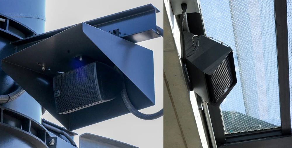 To prevent leakage outside the stadium, all speakers were installed in dedicated enclosures with tightly controlled directionality, ensuring accurate sound projection within the stands while minimising spill beyond the perimeter