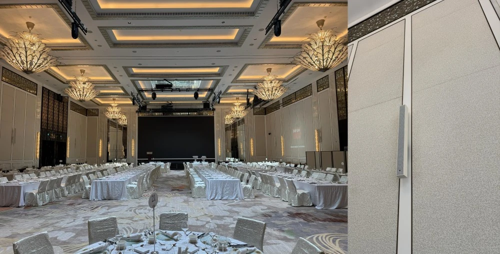 The newly renovated John Jacob Ballroom at the St. Regis Hotel showcases seamless audio integration with L-Acoustics S Series featuring eight L-Acoustics Soka speakers with four Syva Sub subwoofers for world-class sound