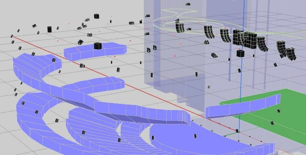 Extension hangs of three A15i Focus and one A15i Wide per side provide coverage for the 180° seating layout at Anhui Bai Xi Cheng Acrobatic Theatre