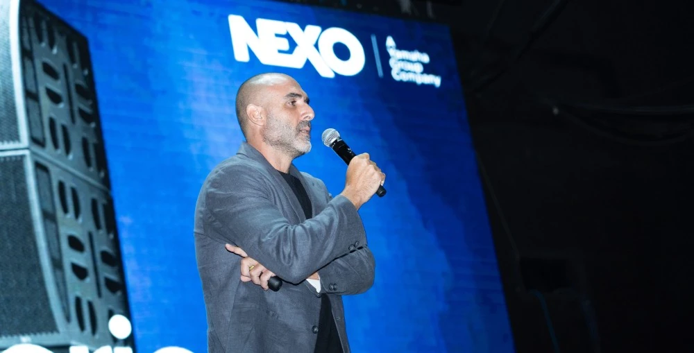 Joe White, NEXO Asia & Australia Business Development Manager, delivering a technical presentation on the engineering breakthroughs and modular hybrid design of the Alpha+ Series