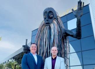 Anthony Touma and Mark Ladewig of Group Technologies at L-Acoustics Global Headquarters in Marcoussis, France