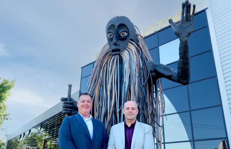 Anthony Touma and Mark Ladewig of Group Technologies at L-Acoustics Global Headquarters in Marcoussis, France