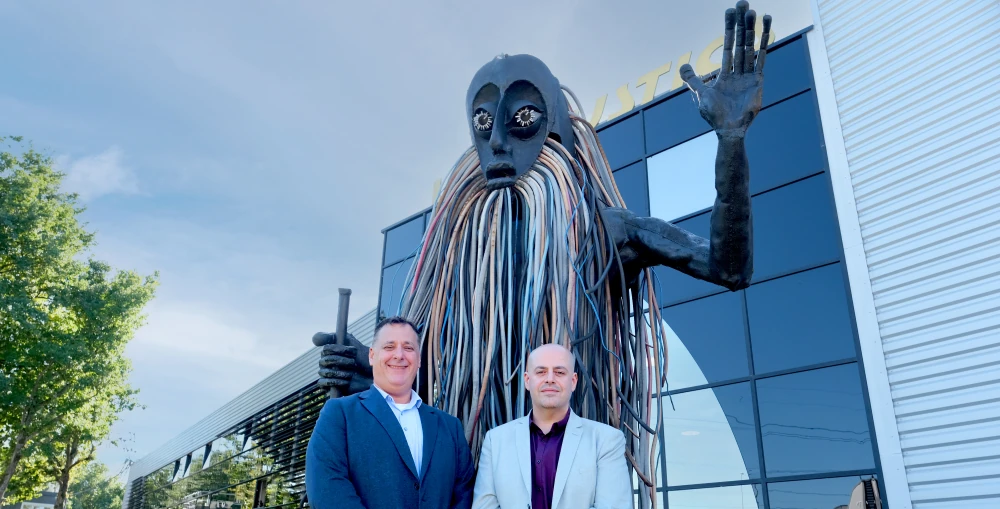 Anthony Touma and Mark Ladewig of Group Technologies at L-Acoustics Global Headquarters in Marcoussis, France